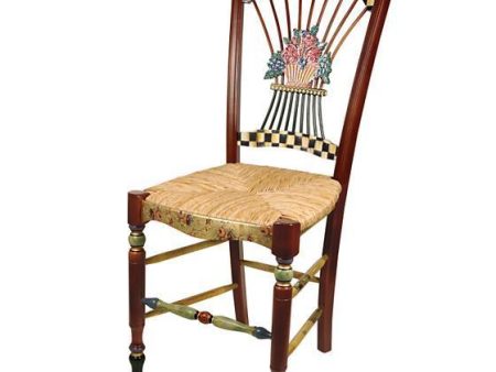 MacKenzie Childs Dark Flower Basket Side Chair For Cheap