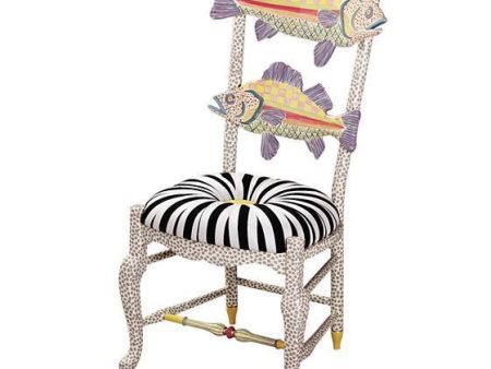 MacKenzie Childs Freckled Fish Chair Black and White Seat 247 8101 Fashion