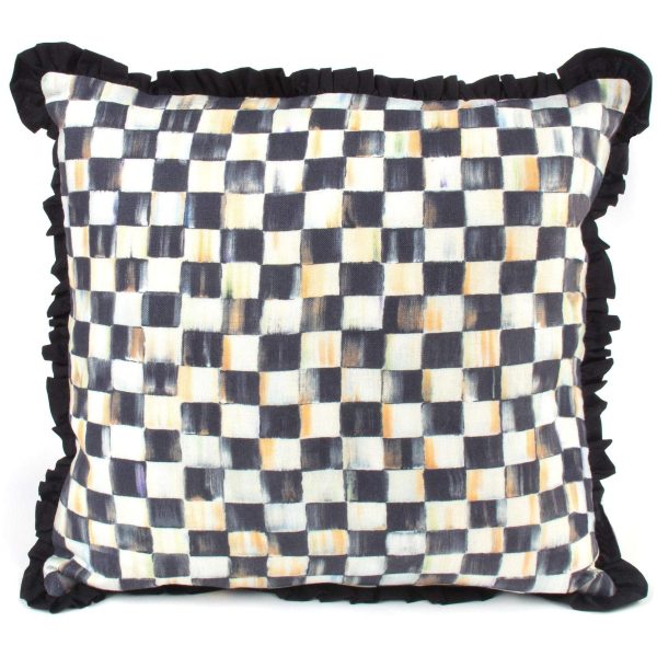 MacKenzie Childs Courtly Check Ruffled Square Pillow For Sale