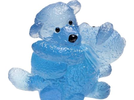 Daum Crystal Blue Teddy Bears Figurine Online