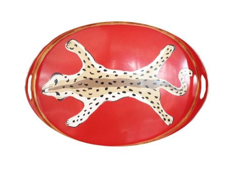 Dana Gibson Oval Tray in Orange Leopard Cheap