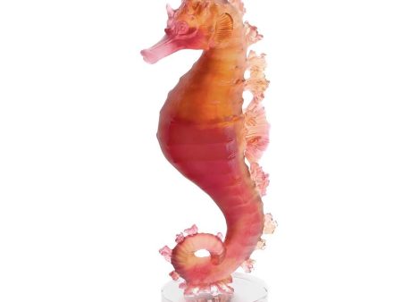 Daum Crystal Amber Red Mer De Corail Seahorse 05714-1 Online