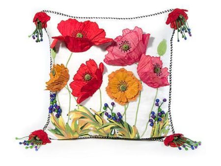 MacKenzie Childs Poppy Red Square Pillow Discount