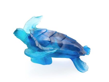 Daum Crystal Large Blue Sea Turtle 05699-1 For Sale