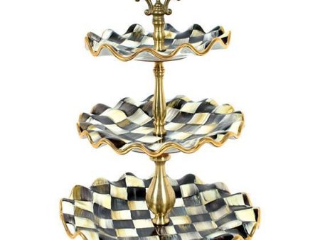 MacKenzie Childs Courtly Check Three Tier Sweet Stand Online Hot Sale