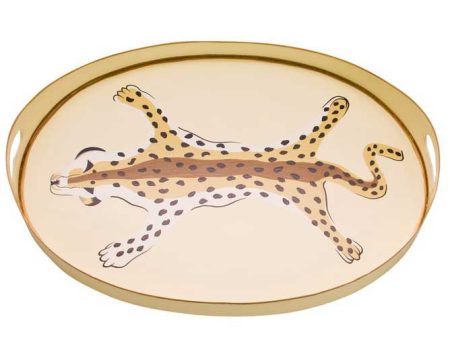 Dana Gibson Oval Tray in Cream Leopard Fashion