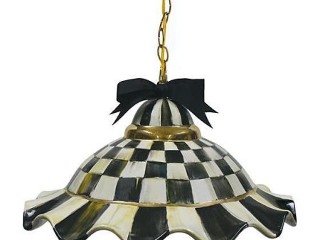 MacKenzie Childs Courtly Check Fluted Hanging Lamp Cheap